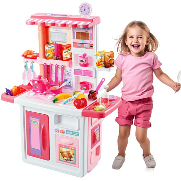 34 inch Pink Toy Play Kitchen Set for Girls